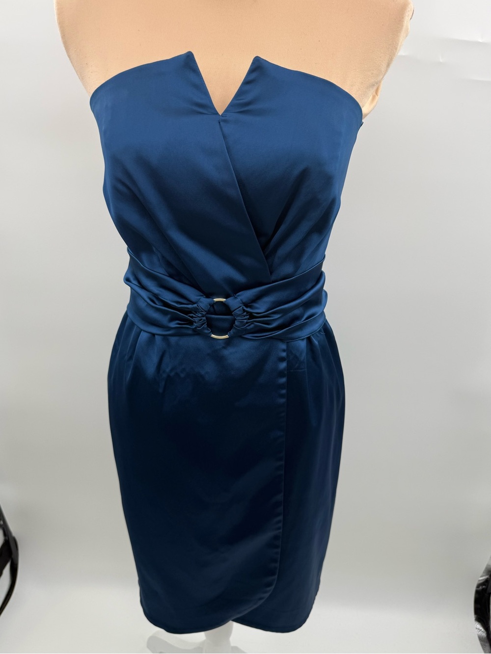 REISS Verdia Strapless Sheath Dress Navy Blue O Ring Waist Cocktail Occasion 6